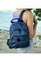 S1 Navy Blue Crinkle Fabric Four-Compartment Backpack - 3