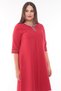 Women's Collar and Sleeve Large Size Dress with Stone Accessory Detail - 3