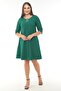 Women's Collar and Sleeve Large Size Dress with Stone Accessory Detail