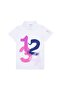 Printed White Girl's Polo T-shirt Numbe