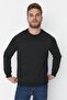 Siyah Regular/Normal Kesim İçi Polar/Sıcak Tutan Sweatshirt TMNAW23SW00189 - 2