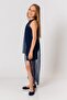 Girl's Navy Blue Tulle Cape Sleeveless Glitter Dress - 4