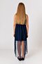 Girl's Navy Blue Tulle Cape Sleeveless Glitter Dress - 5