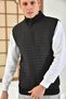 New Season Black Quilted Vest with Zipper Pocket New Sleeves