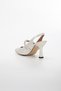 Women's Nude Open Back Jewelled Satin Evening Shoes - Heel 8.5 cm - 6