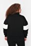 Black Color Blocked Zippered Stand Collar Thick Raised Knitted Sweatshirt TBBAW23AO00073 - 5