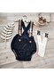 Teddy Bear Concept Navy Blue Caramel Striped Baby Boy Salopet