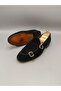 Black Suede Double Buckle Genuine Leather Men's Shoes - 3