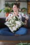 43x43cm Double Sided Throw Pillow Pillow Case with Leaves Premium Thai Feather Woven Fabric Krl045 - 4