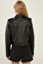 Women's Black Leather Jacket - 4