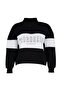 Black Color Blocked Zippered Stand Collar Thick Raised Knitted Sweatshirt TBBAW23AO00073 - 6