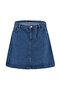 Mavi Yüksek Bel %100 Non-Stretch Pamuk A Shape Denim Etek TBBAW23AZ00042 - 12