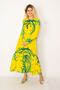 Women's Large Size Yellow Woven Viscose Fabric Hemline Tiered Long Sleeve Dress 65n34263 - 7