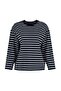 Lacivert Çizgili Oversize/Geniş Kesim Bisiklet Yaka İnce Örme Sweatshirt TWOAW23SW00326 - 7