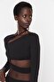 Siyah Cut Out/Pencere Detaylı Örme Bluz TPRAW23BZ00031 - 2