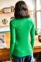 Women's Grass Green Zippered Turtleneck Lycra Blouse BLZ-19001155 - 2