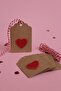 Red Eva Glitter Heart, Kraft Perforated Note Card, Red and White Stringed Product Card, Label 15 Pieces - 3
