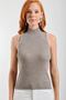 Women's Brown Half Turtleneck Sleeveless Thin Knitwear Sweater 21w109 - 4