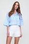 Women's Blue Envelope Pocket Crop Poplin Shirt ALC-X6045 - 2