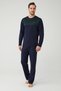 Men's Navy Blue Patchwork Pajama Set