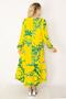 Women's Large Size Yellow Woven Viscose Fabric Hemline Tiered Long Sleeve Dress 65n34263 - 3