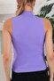 Women's Turtleneck Zero Sleeve Knitted Pattern Purple Knitwear Blouse - 4