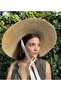 Wide Brim French Cap Ribbon Weed Straw Hat