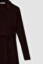 Bodycon V-Neck Midi Long Sleeve Dress - 7