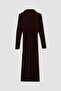 Bodycon V-Neck Midi Long Sleeve Dress - 8