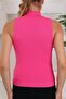 Women's Turtleneck Zero Sleeve Knitted Pattern Fuchsia Knitwear Blouse - 5