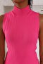 Women's Turtleneck Zero Sleeve Fuchsia Knitwear Blouse - 4
