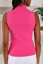 Women's Turtleneck Zero Sleeve Fuchsia Knitwear Blouse - 5
