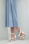 Marzia Three Stripes Ribbon Detailed White Matte 10 cm Women's Classic Heeled Shoes - 2