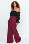 Burgundy Transitional Wide Leg High Waist Pleated Woven Fabric Trousers Tbbss22Pl0448 - 4