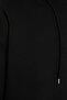 Black Oversize/Wide Cut Hooded Fleece Inside/Warm Floral Print Sweatshirt Tmnaw22Sw1651 - 7