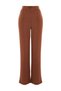Brown Straight Cut High Waist Ribbed Stitched Woven Trousers TWOSS21PL0093 - 5