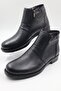 Men's Genuine Leather Fur Black Zippered Casual Boots - 4
