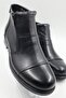 Men's Genuine Leather & Fur Black Double Zipper Casual Boots - 2