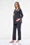 Velvet Dressing Smoked Maternity and Maternity Pajama Set - 4