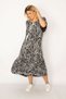 Women's Large Size Black Woven Viscose Fabric Skirt Tiered Sleeves Flounce Long Dress 65n34262 - 4