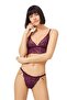 Women's Plum Lace Transparent Non-Wireless Bra Set