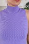 Women's Turtleneck Zero Sleeve Knitted Pattern Purple Knitwear Blouse - 3
