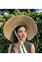 Wide Brim French Cap Ribbon Weed Straw Hat - 6