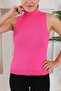 Women's Turtleneck Zero Sleeve Knitted Pattern Fuchsia Knitwear Blouse