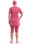 Half Sleeve Piping Plus Size Hijab Swimsuit Dusty Rose - 5