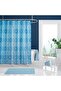 Bathroom Curtain 1X180X200 Single Wing Shower Curtain with Ring Gift Shower Cabin Curtain 5033 Blue