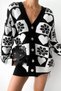 Women's New Season Button Detailed Heart Knitwear Cardigan