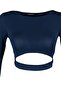 Koyu Lacivert Crop Pencere/Cut Out ve Baş Parmak Delik Detaylı Örme Spor Üst/Bluz TWOAW21BZ0156 - 7