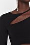 Siyah Cut Out/Pencere Detaylı Örme Bluz TPRAW23BZ00031 - 3