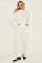 Women's White Hooded Kangaroo Pocket Tracksuit Set - 2